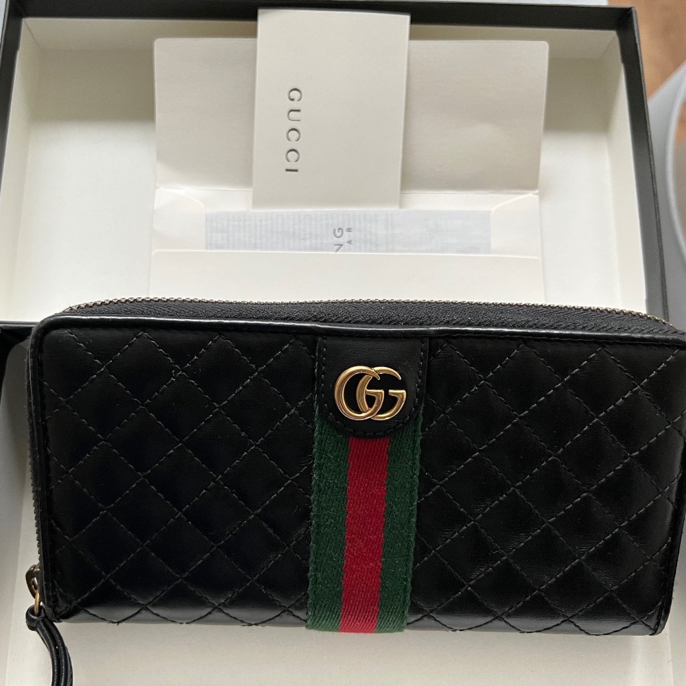 Gucci GG Web Stripe Quilted Wallet